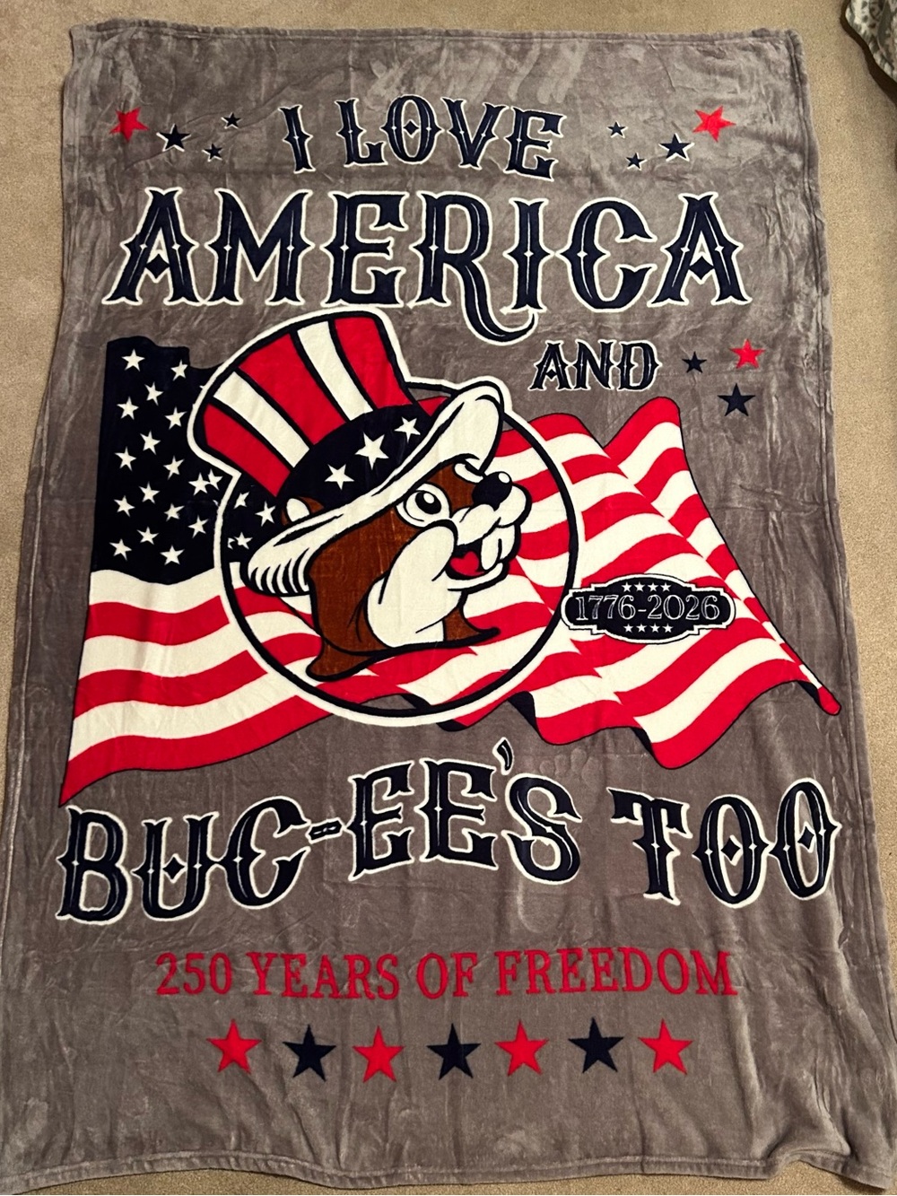 I Love America Buc-ee's 250 Years Throw Blanket